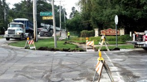 Sidewalk destroyed